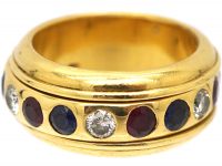 18ct Gold Multi Gem Wide Eternity Ring