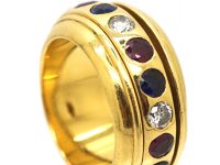 18ct Gold Multi Gem Wide Eternity Ring