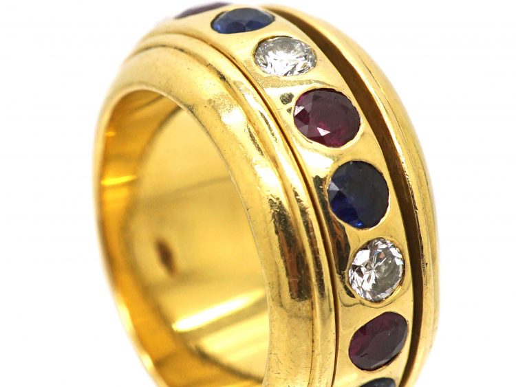 18ct Gold Multi Gem Wide Eternity Ring