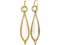 Victorian 18ct Gold Rock Crystal Drop Earrings