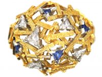 18ct Gold Modernist Ring by Gillian Packard set with Diamonds & Sapphires 18ct Gold Modernist Ring by Gillian Packard set with Diamonds & Sapphires