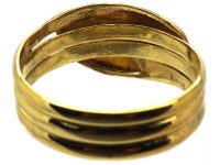 Edwardian 9ct Gold Double Snake Ring set with Diamonds