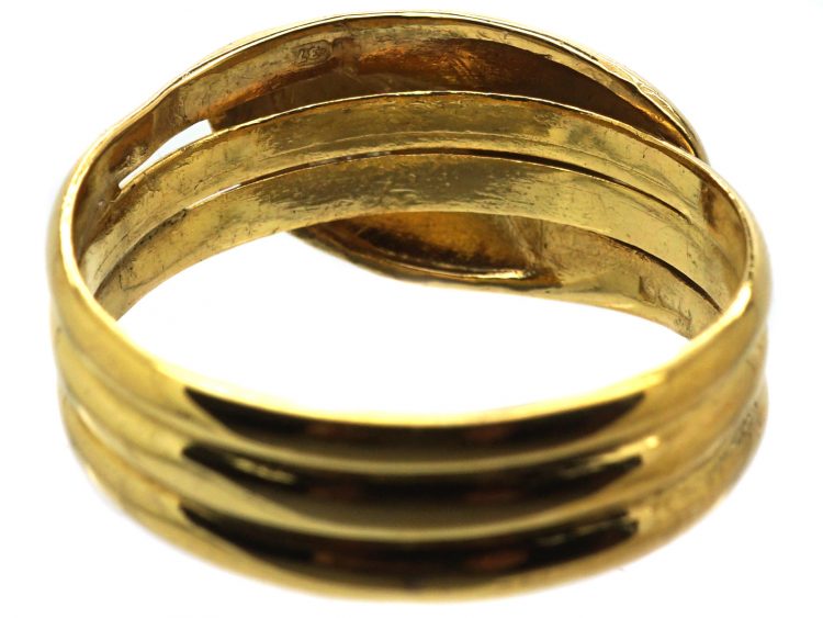 Edwardian 9ct Gold Double Snake Ring set with Diamonds