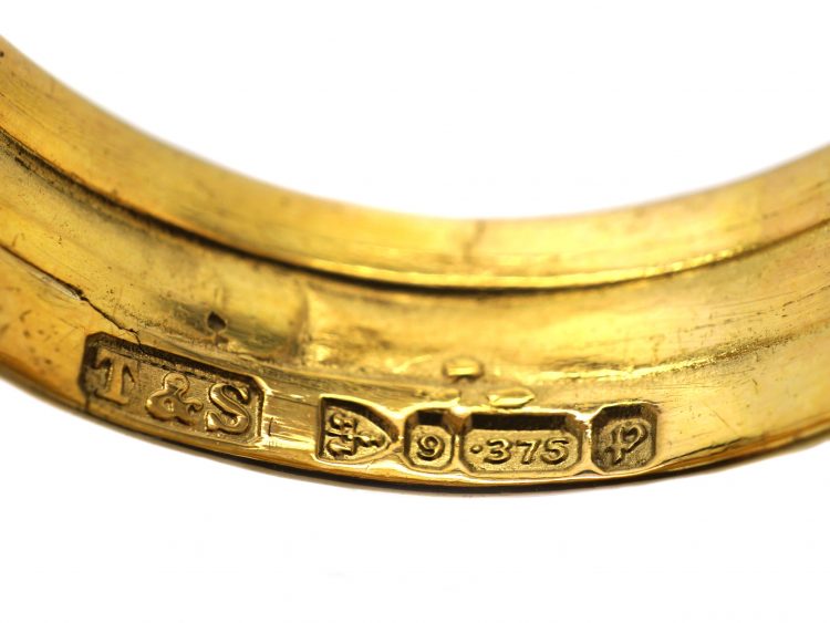 Edwardian 9ct Gold Double Snake Ring set with Diamonds