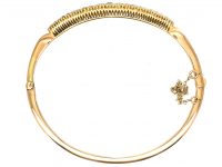 Edwardian 15ct Gold Bangle set with Green Garnets & Diamonds