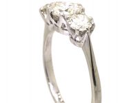 Mid Century Platinum Three Stone Diamond Ring