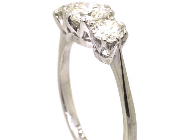 Mid Century Platinum Three Stone Diamond Ring