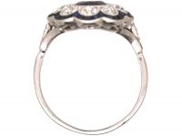 Early 20th Century Platinum Large Sapphire & Diamond Cluster Ring