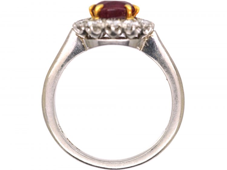 Millenium 18ct Gold, Burma Ruby & Diamond Cluster Ring