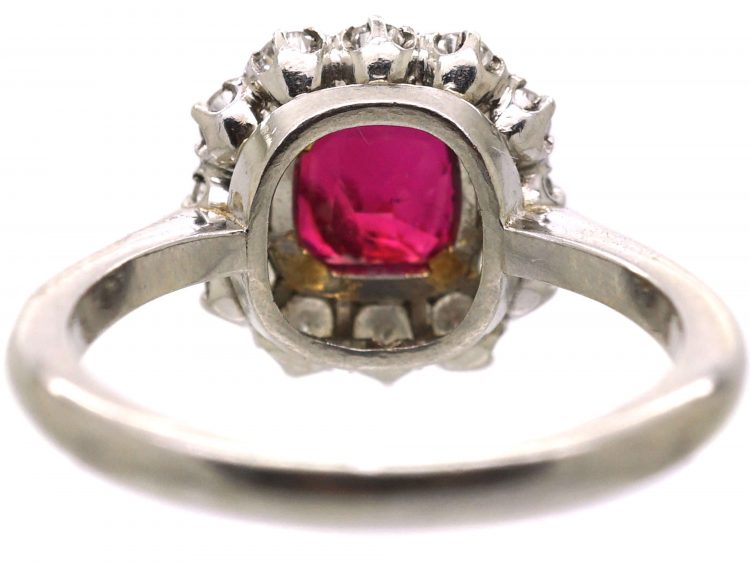 Millenium 18ct Gold, Burma Ruby & Diamond Cluster Ring
