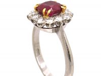 Millenium 18ct Gold, Burma Ruby & Diamond Cluster Ring