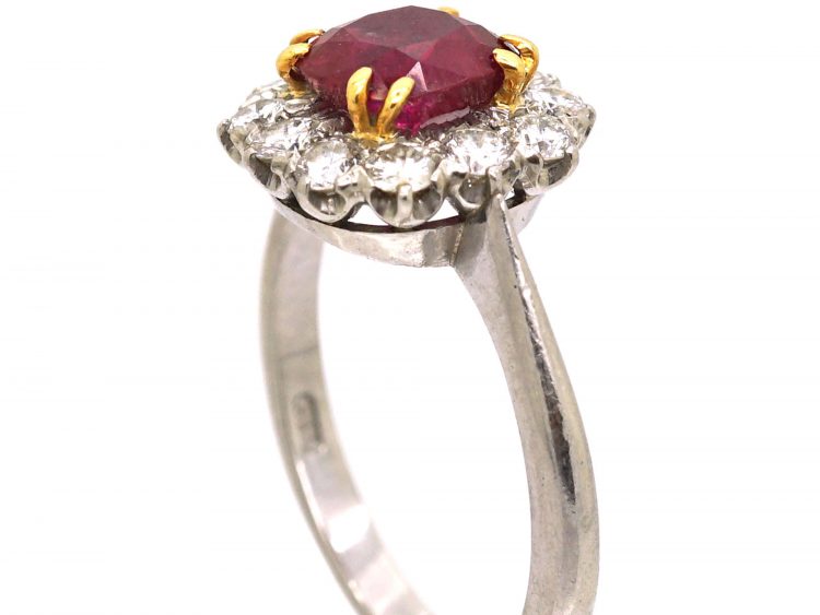 Millenium 18ct Gold, Burma Ruby & Diamond Cluster Ring