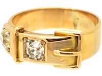 Edwardian 18ct Gold Buckle Ring set with Two Diamonds