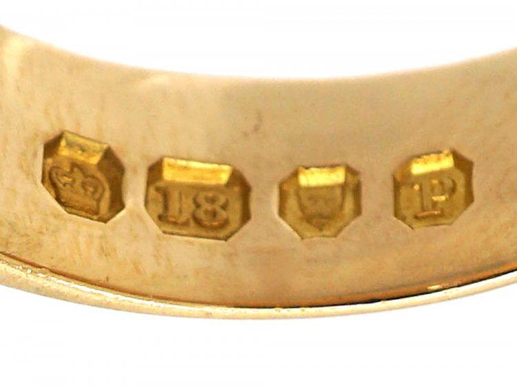 Edwardian 18ct Gold Buckle Ring set with Two Diamonds