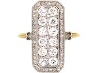 Art Deco 14ct Gold & Platinum Rectangular Ring set with Diamonds Art Deco 14ct Gold & Platinum Rectangular Ring set with Diamonds
