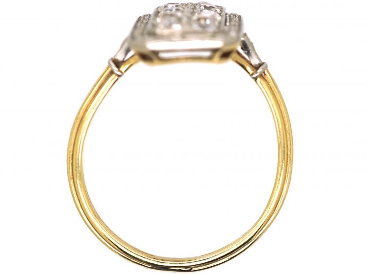 Art Deco 14ct Gold & Platinum Rectangular Ring set with Diamonds