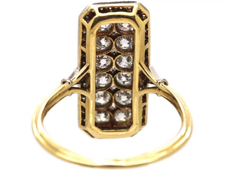 Art Deco 14ct Gold & Platinum Rectangular Ring set with Diamonds
