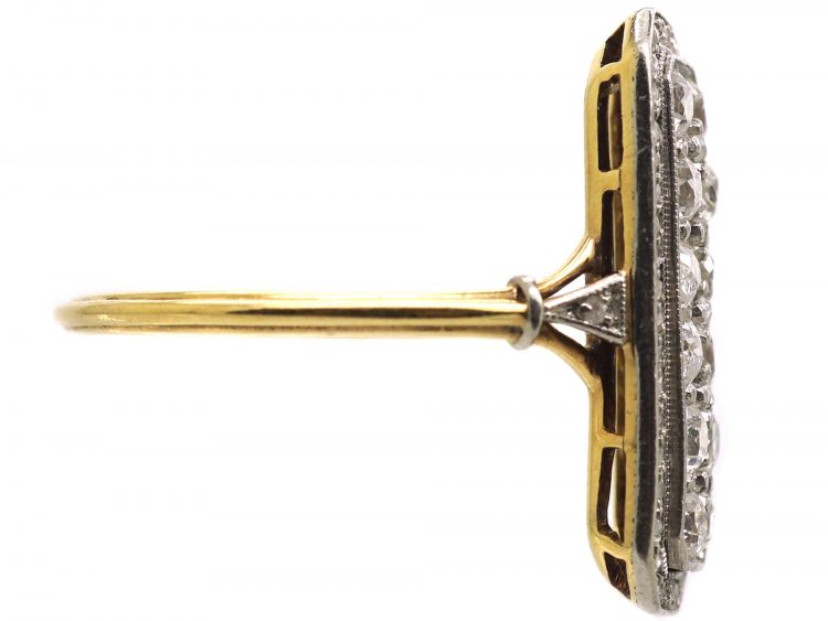 Art Deco 14ct Gold & Platinum Rectangular Ring set with Diamonds