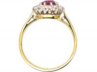 Mid 20th Century 18ct Gold & Platinum, Pink Sapphire & Diamond Cluster Ring