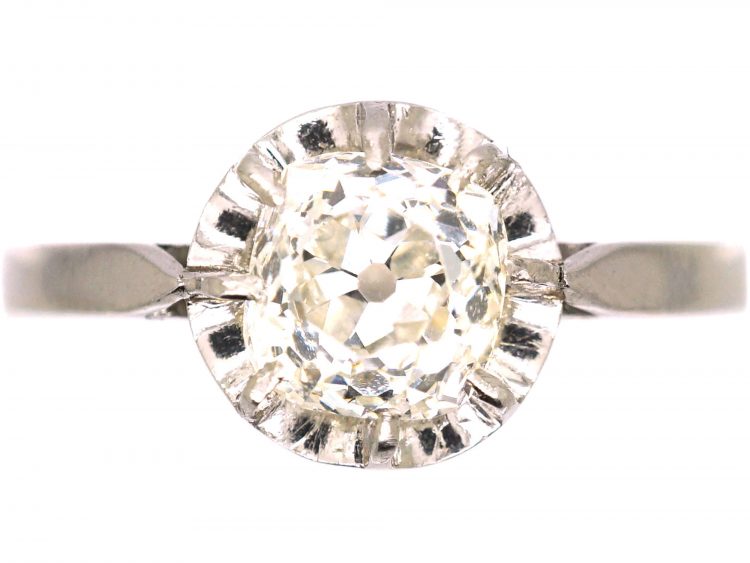 Early 20th Century French Platinum Solitaire Diamond Ring