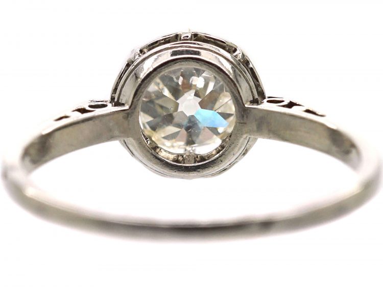 Early 20th Century French Platinum Solitaire Diamond Ring