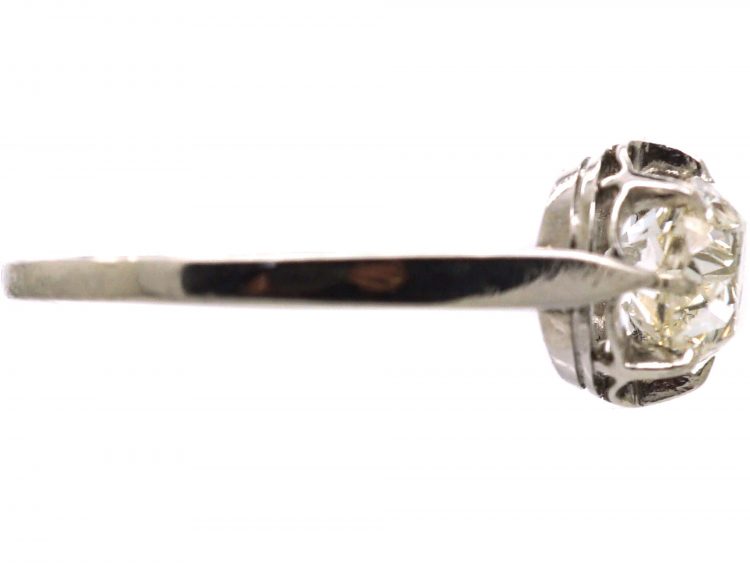 Early 20th Century French Platinum Solitaire Diamond Ring