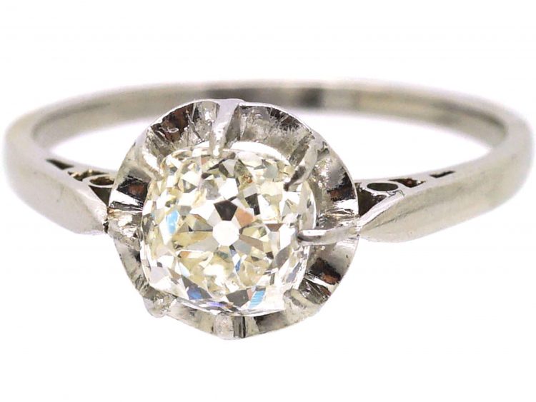 Early 20th Century French Platinum Solitaire Diamond Ring