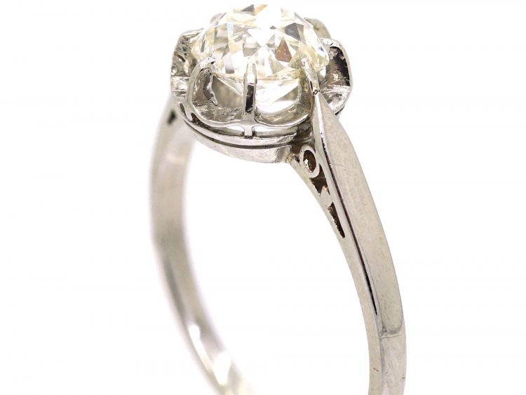 Early 20th Century French Platinum Solitaire Diamond Ring
