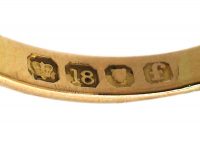 Edwardian 18ct Gold Three Stone Opal & Diamond Carved Half Hoop Ring