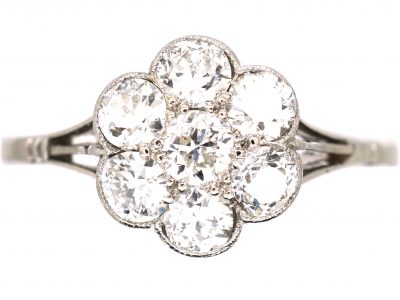Edwardian Platinum & Diamond Daisy Cluster Ring