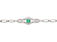 Art Deco 18ct White Gold, Emerald & Diamond Bracelet Art Deco 18ct White Gold, Emerald & Diamond Bracelet