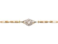 Edwardian 15ct Gold & Platinum Diamond Daisy Cluster Bracelet