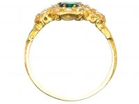 Early Victorian 18ct Gold Cluster Ring set with an Emerald & Diamonds