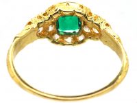 Early Victorian 18ct Gold Cluster Ring set with an Emerald & Diamonds