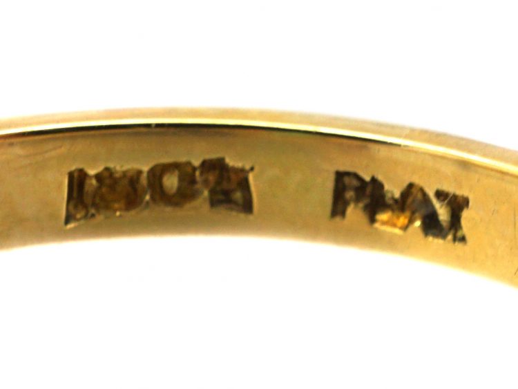 Edwardian 18ct Gold & Platinum Ring set with a Cabochon Opal with Diamond Shoulders