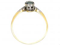 Edwardian 18ct Gold & Platinum, Square Cut Emerald & Diamond Ring