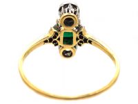 Edwardian 18ct Gold & Platinum, Square Cut Emerald & Diamond Ring