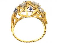 18ct Gold Modernist Ring by Gillian Packard set with Diamonds & Sapphires