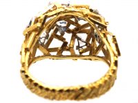 18ct Gold Modernist Ring by Gillian Packard set with Diamonds & Sapphires