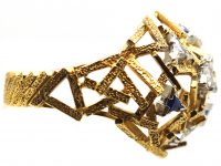 18ct Gold Modernist Ring by Gillian Packard set with Diamonds & Sapphires