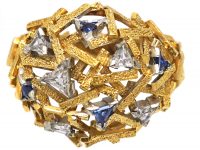 18ct Gold Modernist Ring by Gillian Packard set with Diamonds & Sapphires