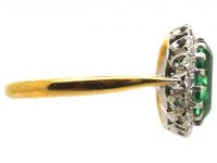 18ct Gold & Platinum 18ct Gold Cluster Ring set with a Mint Green Tourmaline & Diamonds by Charles Green & Sons