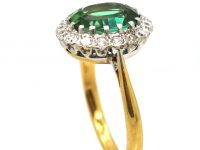 18ct Gold & Platinum 18ct Gold Cluster Ring set with a Mint Green Tourmaline & Diamonds by Charles Green & Sons