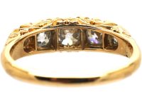 Edwardian 18ct Gold Five Stone Diamond Carved Half Hoop Ring