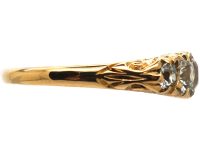 Edwardian 18ct Gold Five Stone Diamond Carved Half Hoop Ring
