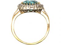 Edwardian 18ct Gold & Silver Cluster Ring set with a Large Zircon & Diamonds