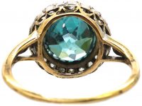 Edwardian 18ct Gold & Silver Cluster Ring set with a Large Zircon & Diamonds