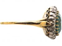 Edwardian 18ct Gold & Silver Cluster Ring set with a Large Zircon & Diamonds