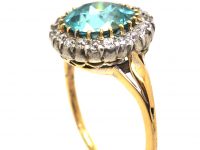 Edwardian 18ct Gold & Silver Cluster Ring set with a Large Zircon & Diamonds
