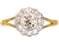 Edwardian 18ct Gold & Platinum, Diamond Daisy Cluster Ring